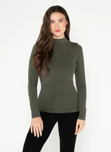 BAMBOO MOCK NECK TOP OLIVE