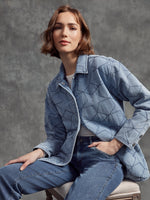 STAR QUILTED DENIM JACKET LT BLUE