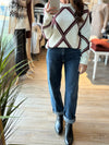 CREW NECK DIAMOND INTARSIA SWEATER