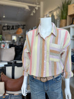 DROP SHOULDER STRIPE BLOUSE