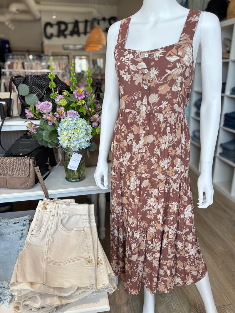 MAUVE TIERED FLORAL DRESS