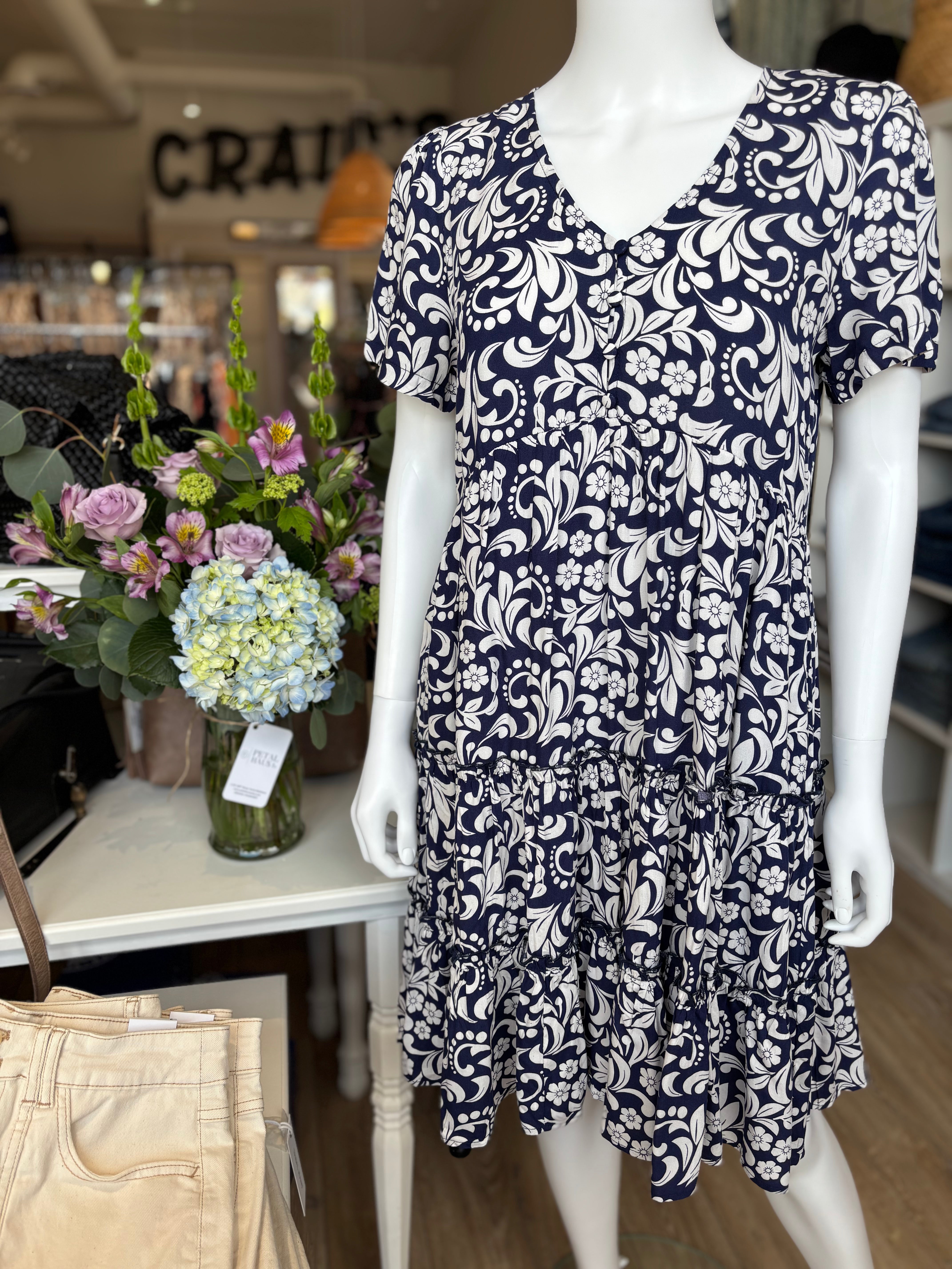 ワンピース Blue tweed papillon chain flare dress M 4c95a3f2b348c0b29ef6afc5f5adba