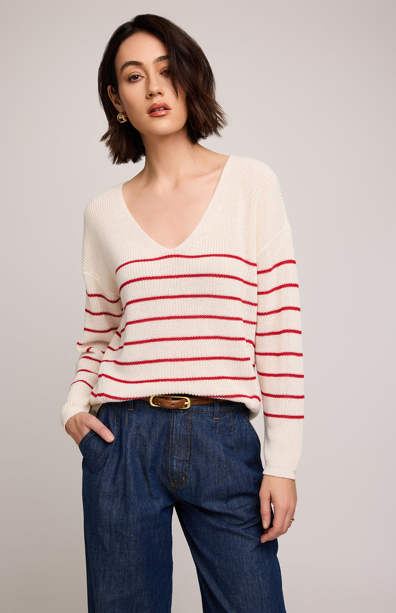 TUCKER SWEATER RED STRIPE