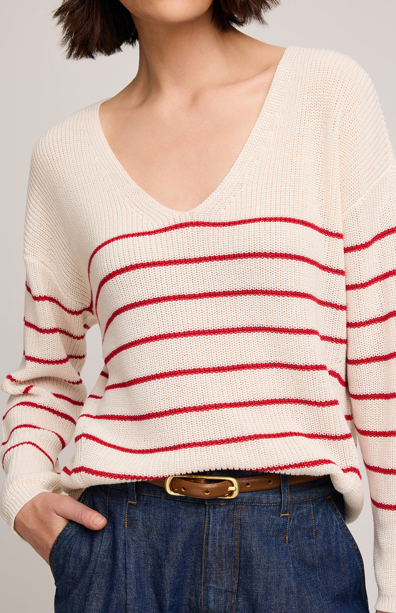 TUCKER SWEATER RED STRIPE