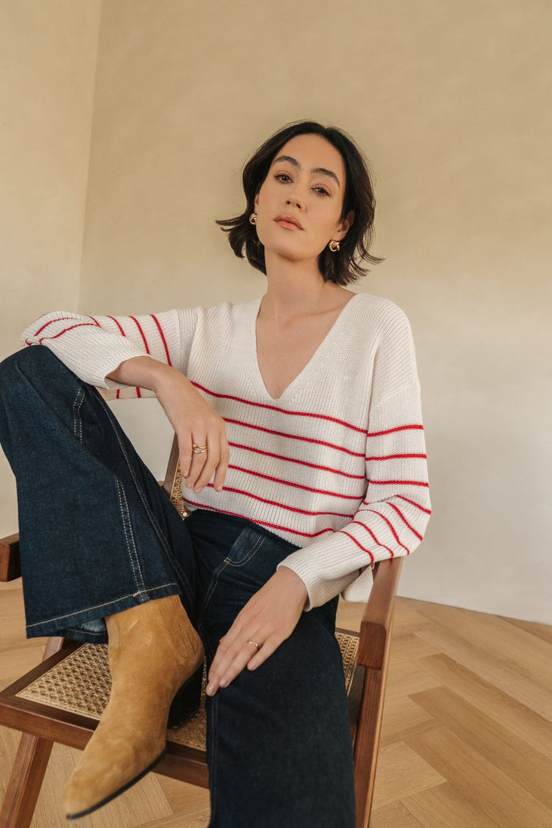 TUCKER SWEATER RED STRIPE