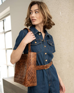NAIA HANDBAG BROWN WEAVE