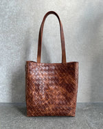 NAIA HANDBAG BROWN WEAVE