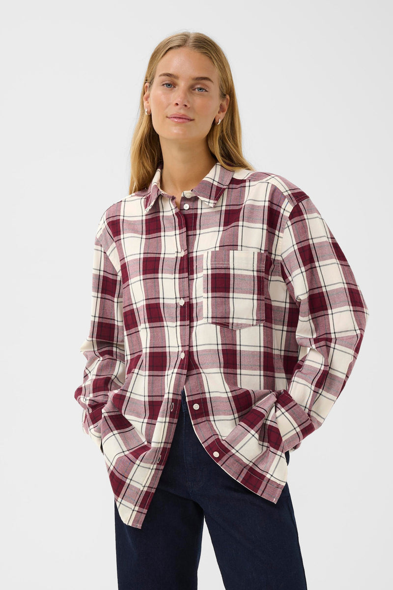SAMEA BLOUSE TAWNY PORT CHECK