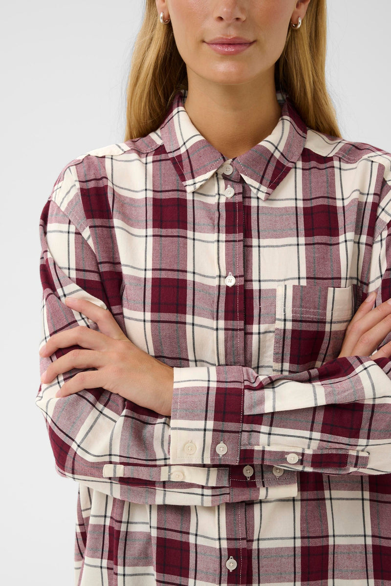 SAMEA BLOUSE TAWNY PORT CHECK