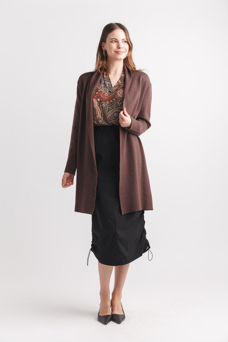 LAPEL COATIGAN BROWN
