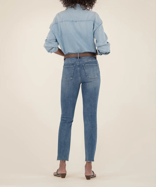 Ameri◆SIDESWITCH 2WAY RIBBON DENIM PANTS Five pockets jeans with rhinestones | Genny