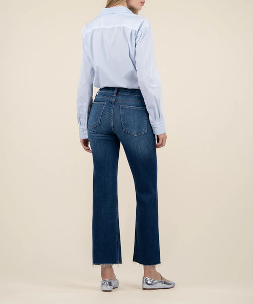 KELSEY HIGH RISE FAB AB ANKLE FLARE ROYAL WASH