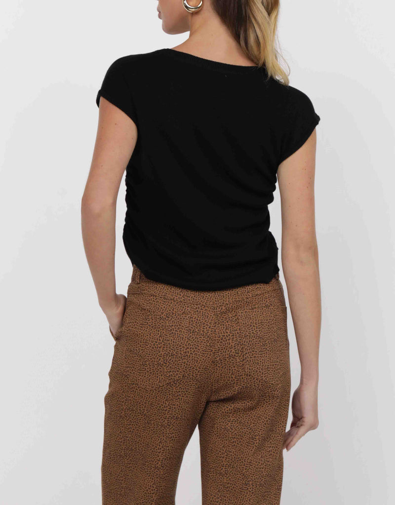 JORDAN SIDE RUCHED SWEATER TOP