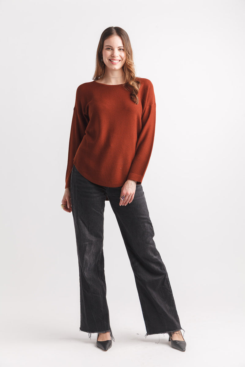 SHIRT HEM SWEATER BROWN