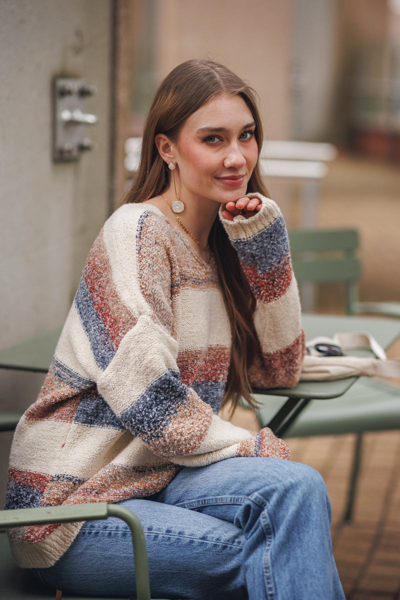 COLOR BLOCK STRIPE SWEATER