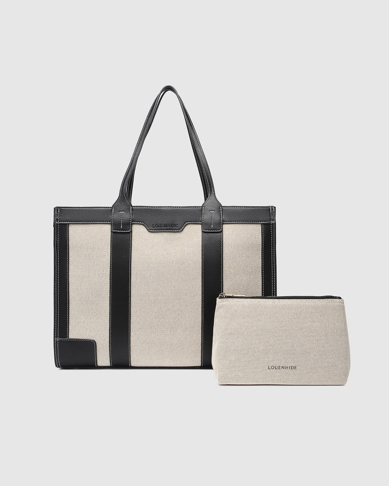 TOORAK CANVAS TOTE BAG BLACK NATURAL