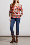 EARTH RED PRINT BLOUSE