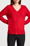 V NECK CABLE SWEATER SCARLET