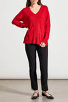 V NECK CABLE SWEATER SCARLET