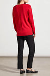 V NECK CABLE SWEATER SCARLET