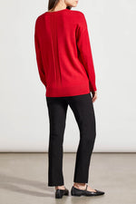 V NECK CABLE SWEATER SCARLET