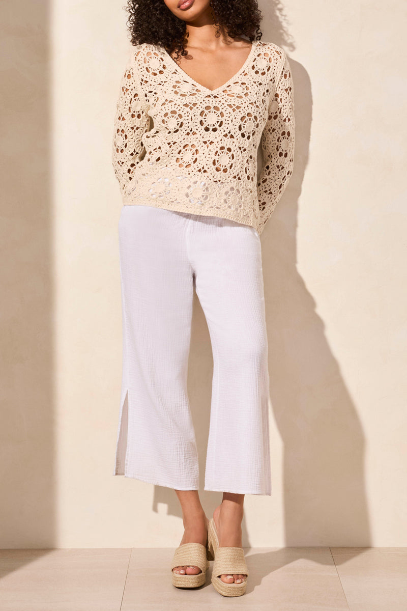 BELL SLEEVE CROCHET SWEATER