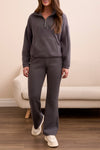 MOCK NECK ZIP TOP CHARCOAL