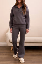 MOCK NECK ZIP TOP CHARCOAL