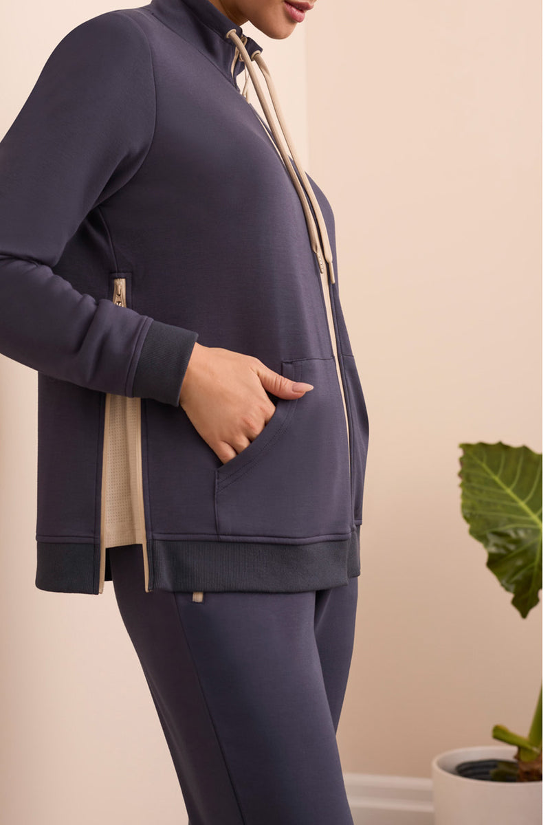 SCUBA KNIT MOCK NECK CARDIGAN