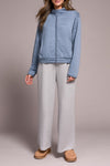 ZIP FRONT QUILTED JACKET SLATEBLUE