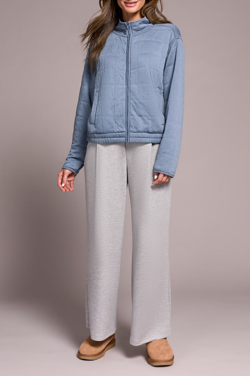 ZIP FRONT QUILTED JACKET SLATEBLUE