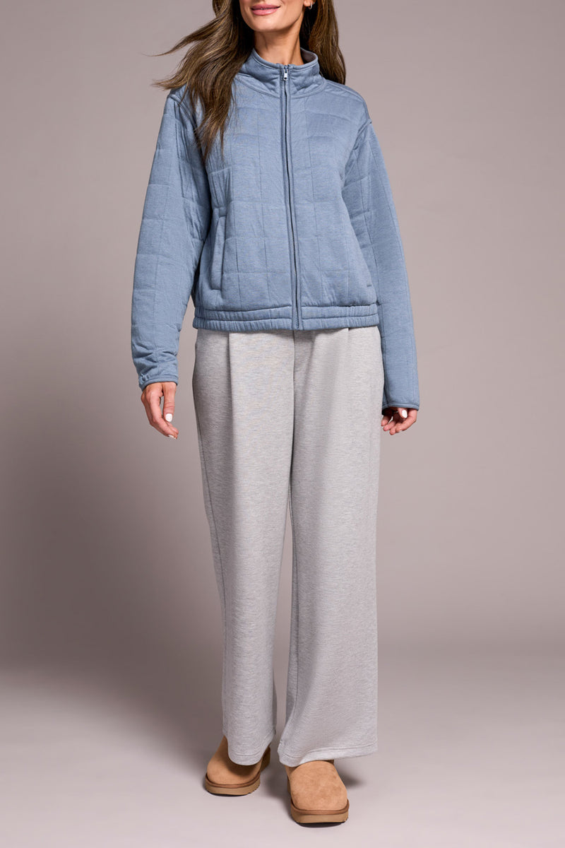 ZIP FRONT QUILTED JACKET SLATEBLUE