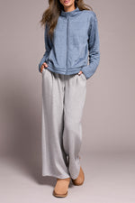 ZIP FRONT QUILTED JACKET SLATEBLUE
