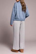 ZIP FRONT QUILTED JACKET SLATEBLUE