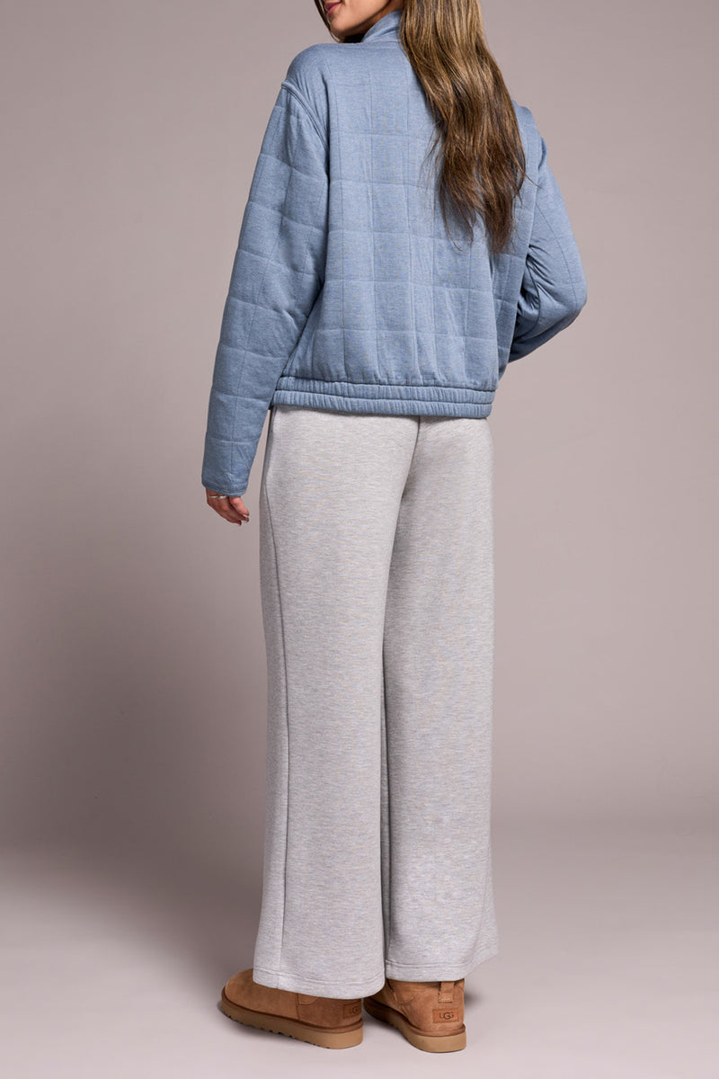 ZIP FRONT QUILTED JACKET SLATEBLUE