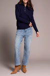 ZIP UP V NECK SWEATER