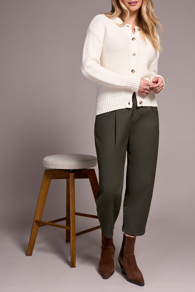BUTTON FRONT CARDIGAN EGGSHELL