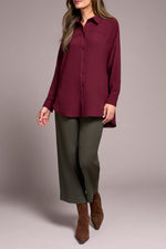 STETCH WOVEN BLOUSE PLUM