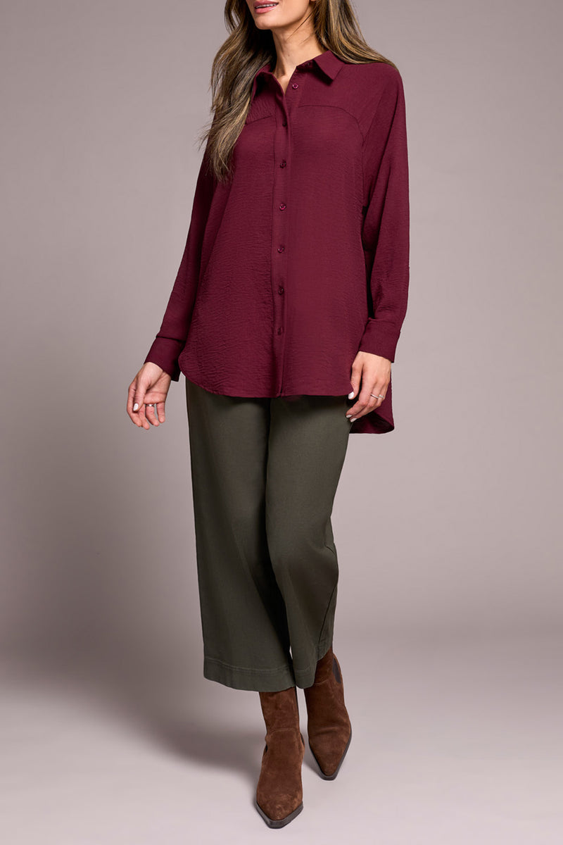 STETCH WOVEN BLOUSE PLUM