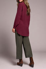 STETCH WOVEN BLOUSE PLUM