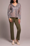 V-NECK KNIT TOP W/SIDE SLITS TUMERIC