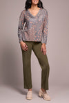 V-NECK KNIT TOP W/SIDE SLITS TUMERIC