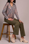 V-NECK KNIT TOP W/SIDE SLITS TUMERIC