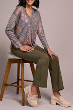 V-NECK KNIT TOP W/SIDE SLITS TUMERIC