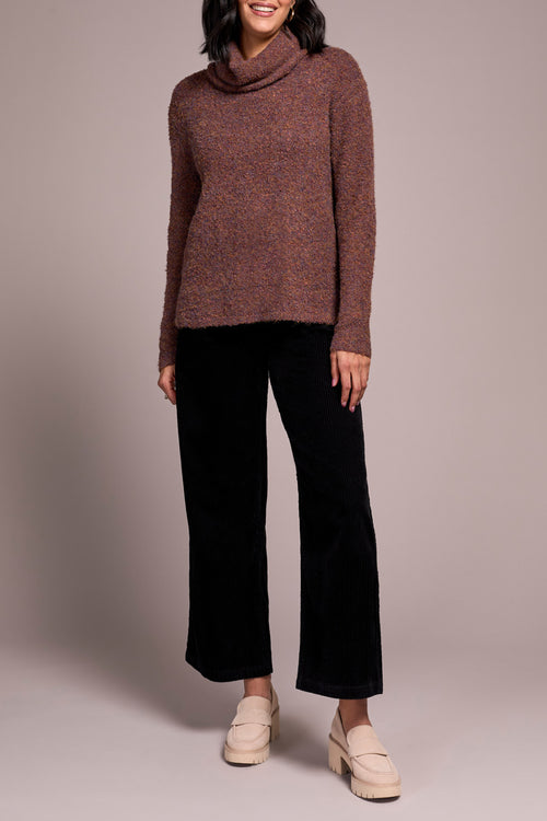 COWL NECK SWEATER DARK TOFFEE