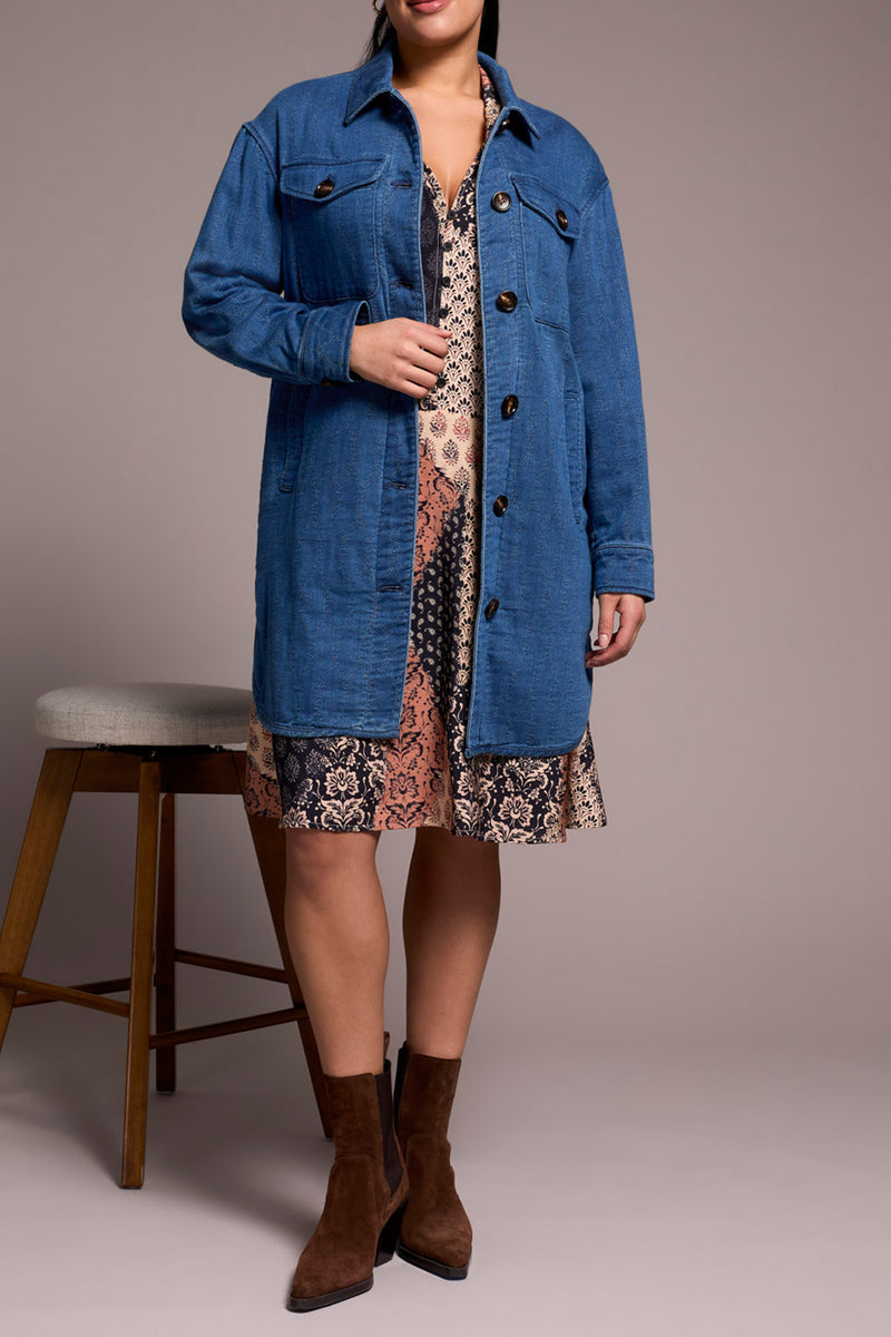 LONG BUTTON QUILTED JACKET