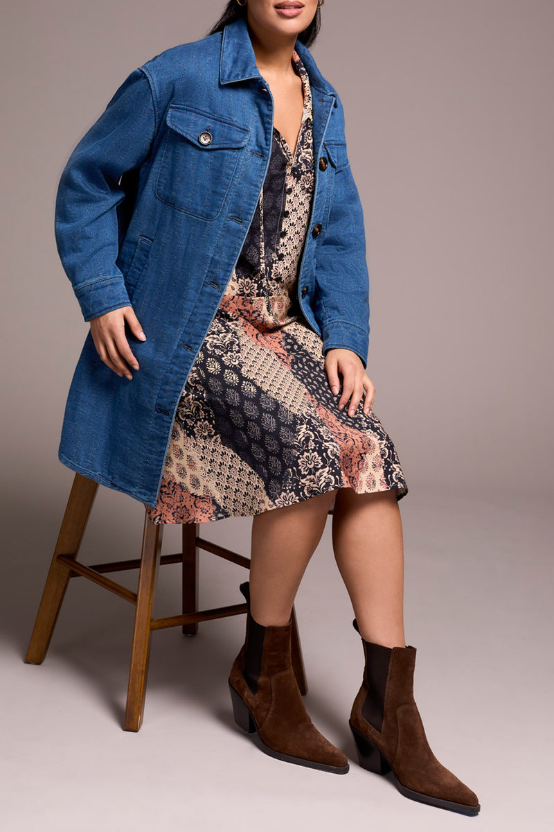 LONG BUTTON QUILTED JACKET