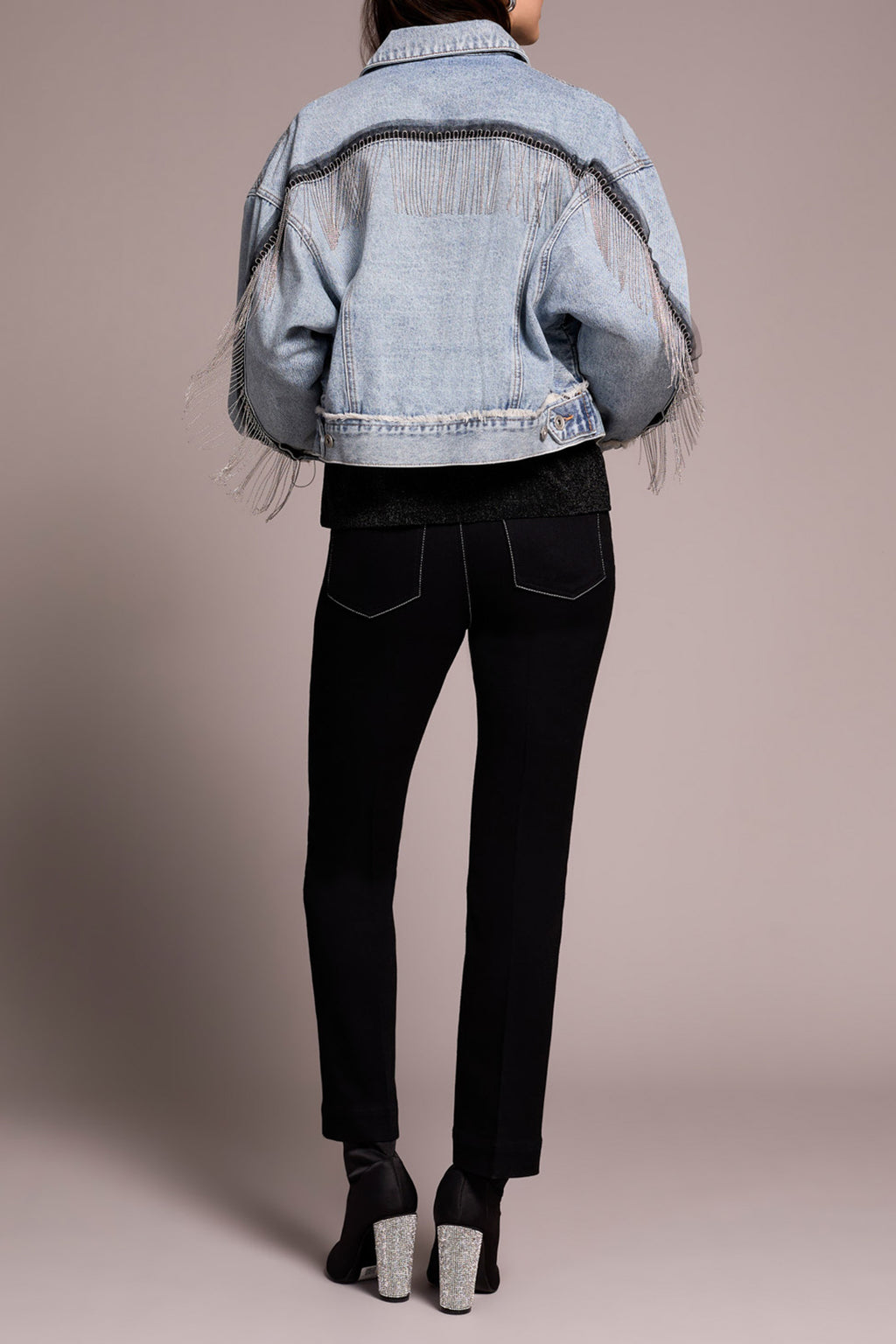 DENIM JACKET W CHAIN FRINGE DETAIL – Craig's Boutique