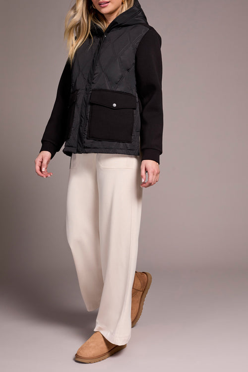 QUILTED COMBO KNIT JACKET