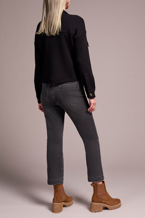 WAFFLE KNIT JACKET BLACK